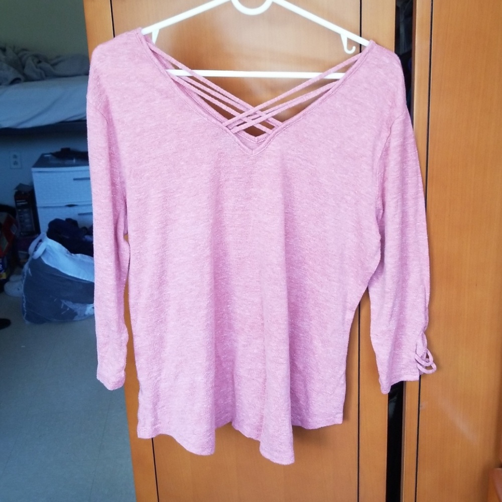 Heather Pink Mid Sleeve Top
